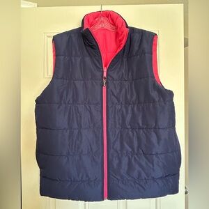 NWOT Reversible Navy and Pink Puffer Vest XL